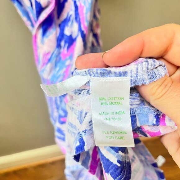 Lilly Pulitzer Women's Sleeveless Smocked Dress Size M Cotton & Modal Blue & Pin - Picture 5 of 6